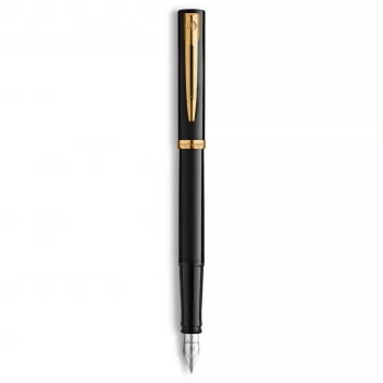 Waterman Impression vulpen zwarte lak goudbeslag fijne pen blauwe geschenkdoos 2225499