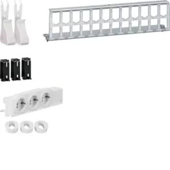 HAGER UM00M4 multimedia-veldkit met 3 Schuko-stopcontacten en 12 RJ45-aansluitingen, wit