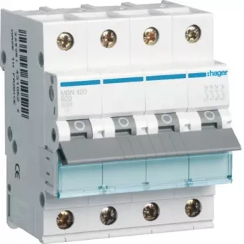 Hager MBN420 4-polige installatieautomaat B-karakteristiek 20A 6kA