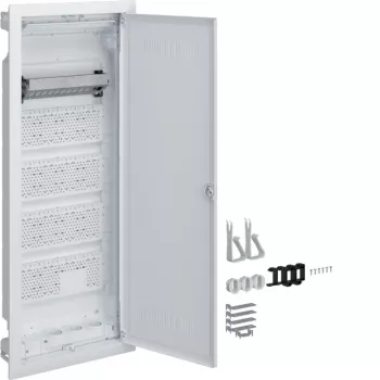 HAGER Multimedia Volta inbouwverdeelkast, 5 rijen, gesleufde kunststofdeur, wit VU60WWH