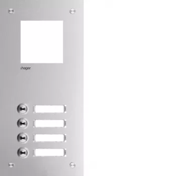 Hager RTQ104X deurtelefoon voorplaat, 4-toetsen, aluminium