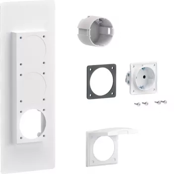 Hager universZ flensgemonteerd schuko-stopcontact, 1-voudig, 250 V, 16 A, lichtgrijs ZY01SD