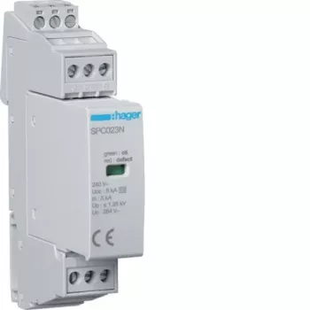 Hager SPC203N type 3 overspanningsafleider 1P+N Uc 264V In 5kA Up 1,25kV met meldcontact
