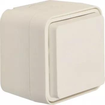 HAGER WNC160B SCHUKO-stopcontact, opbouw, klepdeksel, verhoogde aanraakbeveiliging, polarwit