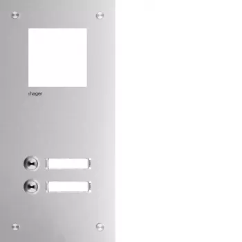 Hager RTQ102X frontplaat voor intercom, mono, 2 oproepknoppen, aluminium