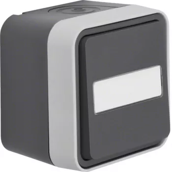 Hager WNC027 taster, 1-polig, 1 maakcontact, 10A, 250V AC, DIN-rail, lichtgrijs