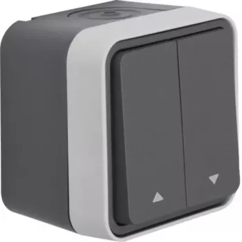 Hager WNC302 rolluik-serietaster, 2-kanaals, inbouw, polarwit