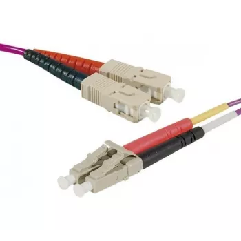 EXERTIS CONNECT OM4 glasvezel-patchkabel HD, SC duplex naar LC duplex, 50/125 µm, erika violet, 0,5 m 392800