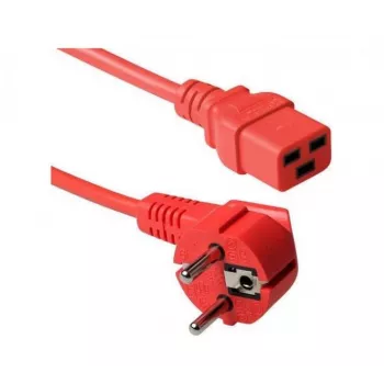Exertis Connect 16 A haakse Schuko-naar-rechte C19 stroomkabel, rood, 2 m 640055