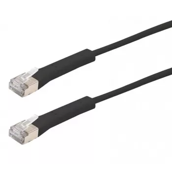 Exertis Connect RJ45-patchkabel, Cat. 6A, F/FTP, haaks, halogeenvrij, zwart, 0,5 m (854012)