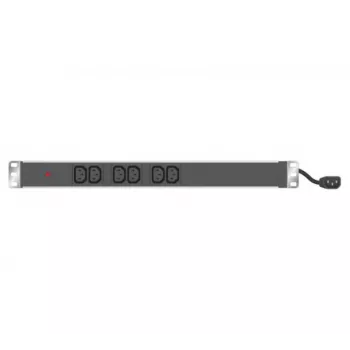 EXERTIS CONNECT 19 inch 1U 6-voudige C13 PDU, aluminium behuizing, 2,5m Schuko-kabel, RAL 9005 zwart (808900)