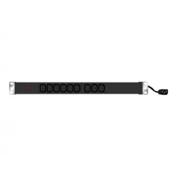EXERTIS CONNECT 19 inch 1U 9-voudige IEC C13 PDU, aluminium behuizing, 2,5 m kabel, zwart 808901