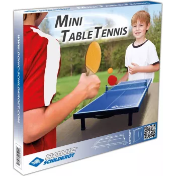 DONIC SCHILDKRÖT mini tafeltennistafelset, blauw, opvouwbaar, 68 x 33 x 9 cm, met 2 batjes, net, 2 ballen 838576
