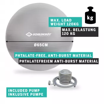 SCHILDKROT gymnastiekbal 65 cm zilver Anti-Burst 960156