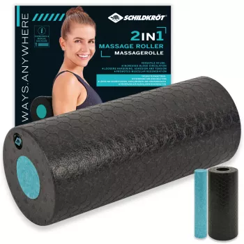 SCHILDKROT 2-in-1 massageroller-set zwart/blauw EPP-schuim 960237