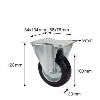 Wagner design yourself vast wiel RO 8104, 100 mm wiel, zilveren behuizing, zwart PP-wiel, 100 kg draagvermogen 4810401