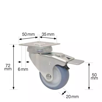 Wagner design yourself ECO RO 3550 zwenkwiel, 50 mm wiel, grijs 3355001