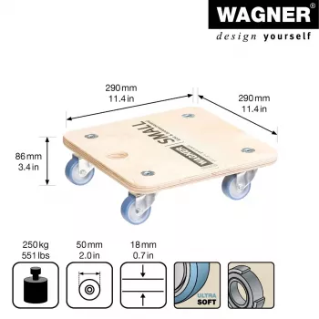 Wagner design yourself transportwiel MM 1353 berk 29,0 x 29,0 x 8,6 cm tot 250 kg (20135301)