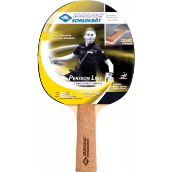 DONIC SCHILDKRÖT Persson 500 tafeltennisbat met kurken greep, Elite-rubber, 1,6 mm spons, controlegericht 728451