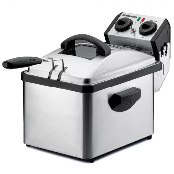 Rommelsbacher FRP 2135/E rechthoekige friteuse, 3,5 L oliecapaciteit, Cool-Zone-technologie, permanent filter, instelbare thermostaat, timer, roestvrij staal