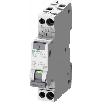 Siemens 5SV1316-7KK06 RCBO, 1P+N, 6 A, C-karakteristiek, 30 mA, type A, 6 kA