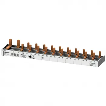 SIEMENS 5ST37840 pen-verzamelrail 16mm², 1x aardlekschakelaar 1P+N + 10x compacte apparaten, 12 TE