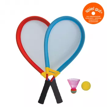 SCHILDKROT Giant racketset blauw/rood, oversized rackets met netbespanning 970150