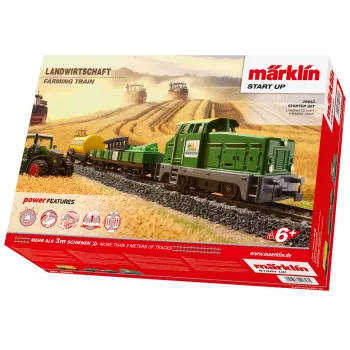 Märklin 29653 H0 startset Landbouw – digitale stoomlocomotief BR 81 met mfx+-geluid, Mobile Station 3, C-rails ovaal, wagen met tractor en hooibalen