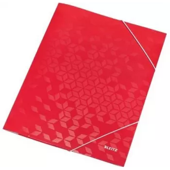 LEITZ WOW documentenmap met elastiek A4, PP-gelamineerd karton, rood, hoekelastiek, 3 binnenflappen, capaciteit 150 vel 3982-00-26