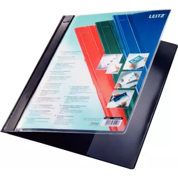 LEITZ Exquisit presentatiemap met voorvak, A4 overformaat, PVC-hardfolie, zwart, transparante deksel 4193-00-95