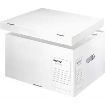 Leitz 61040000 Infinity archiefcontainer, wit, 10-pack, A4/Folio, stapelbaar, recyclingkarton