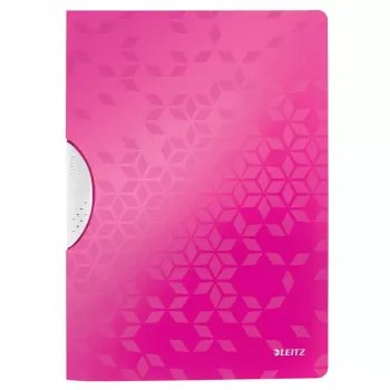 LEITZ WOW ColorClip klemhefter A4 roze metallic met 3D-geëmbosseerd oppervlak, lichtgrijs interieur, 1 stuk 4185-00-23