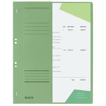 LEITZ A4 hechtmap, manilla-karton, groen, ambtenaarhechting, 250 g/m², 1/2 voorblad met beschriftingsveld, 50-pack (3741-00-55)