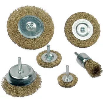 Brüder Mannesmann MAN 43806 6-delige staalborstelset – staal-, messing- & nylon hand- en boorborstels voor roestverwijdering en reiniging