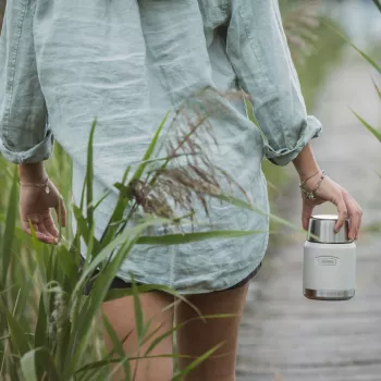 THERMOS ICON thermobeker beige 0,47 L geïsoleerde roestvrijstalen beker met klaplepel 4120323047
