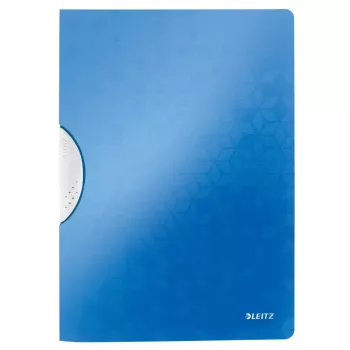 LEITZ WOW ColorClip A4 klemhefter, metallicblauw met 3D-geëmbosseerd oppervlak, lichtgrijs interieur, 30 vel capaciteit 4185-00-36