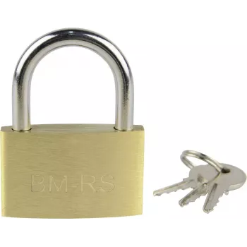 Brüder Mannesmann 38 mm massief messing hangslot met sleutel M413-40 goudgeel