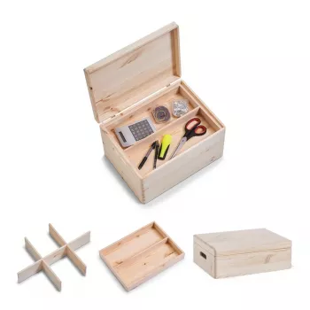 Zeller 13326 allroundkisten-set met deksel, 3-delig, naaldhout