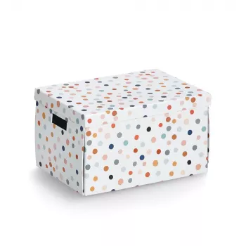 Zeller Dots opbergbox wit met stippen 25 x 35 x 20 cm 14475