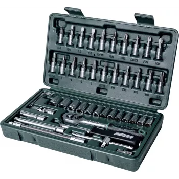 Brüder Mannesmann 46-delige 1/4-inch dopsleutelset, chroom-vanadiumstaal, metrisch, DIN/ISO 2040
