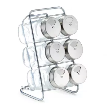 Zeller 19638 Specerijenrek-set, 7-delig, glas/rvs