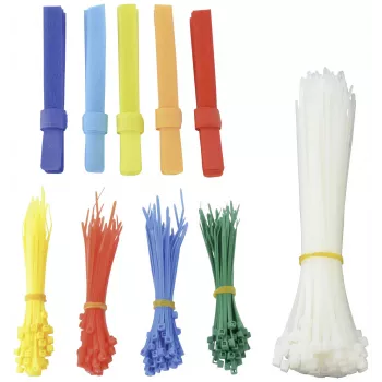 BRÜDER MANNESMANN tie-wrap- en klittenbandset, 350-delig, 200 tie-wraps 2,5 x 100 mm, diverse kleuren, 150 klittenbandbanden, herbruikbaar, kabelmanagement voor binnen (M13060)