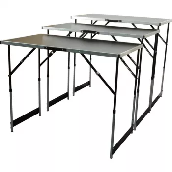 BRÜDER MANNESMANN M70113 multifunctionele klaptafel-set, 3-delig, MDF E1 tafelblad 2,7 mm, aluminium frame, zilver/grijs