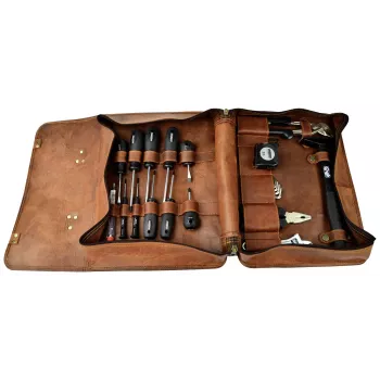 BRÜDER MANNESMANN M29048 24-delige handgereedschapset in echtleren tas
