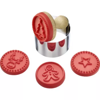 Westmark koekjestempel-set 30352260, 6 verwisselbare RVS-motieven, 5 cm diameter, witte greep