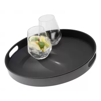 APS Bistro rond serveerblad, zwart, 35,5 cm, melamine, stapelbaar, vaatwasmachinebestendig (84045)