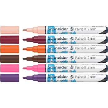 Schneider Paint-It 310 V3 acrylmarker-set, verschillende kleuren, 2,0 mm, 6 stuks 120197