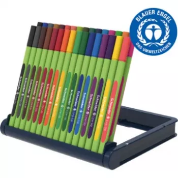 Schneider Edding Line-Up fineliner-set, 32 verschillende kleuren, 0,3 mm metaal omhulde punt, inkt op waterbasis, ergonomische driehoekige schacht 191091