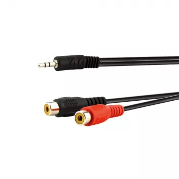 E+P 3,5mm jack naar 2 RCA bus audio-adapterkabel 0,2m zwart 463450