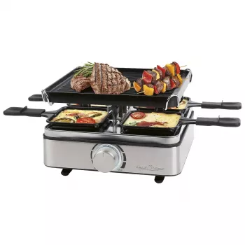 PROFI COOK raclettegrill PC-RG 1301 voor 4 personen met omkeerbare gietijzeren plaat, RVS behuizing 501301